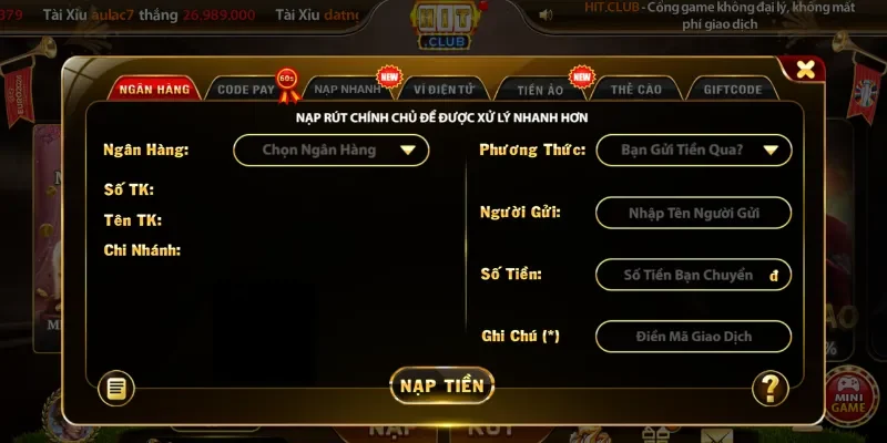 Quy Trình Nạp Tiền Hitclub Qua Ngân Hàng Không Bị Lỗi Lỗi giao dịch treo vào khung giờ hệ thống ngân hàng bảo trì định kỳ.
